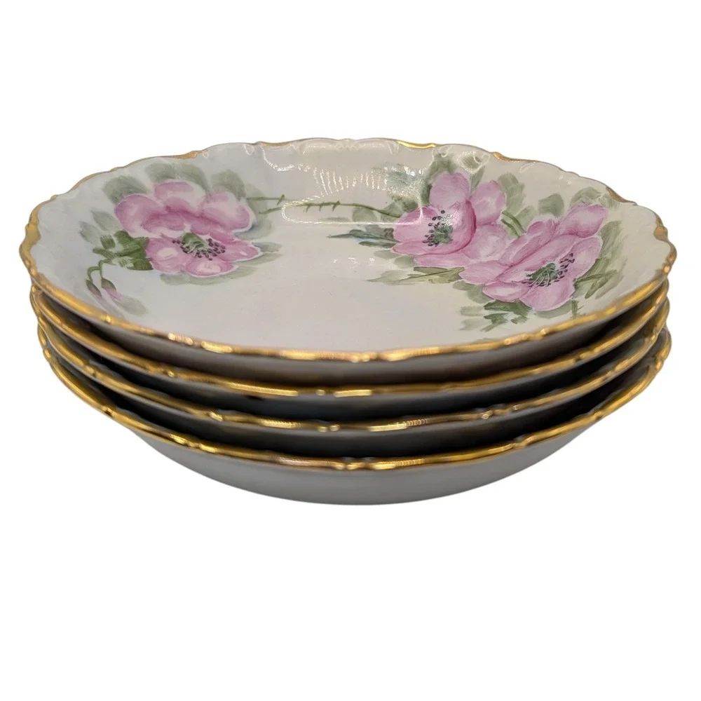 Vintage Seltmann Weiden Soup‎ Bowl Bavaria Hand Painted Signed Set of Four SEE